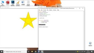 Рисуем пятиконечную звезду и заливаем ее в желтый цвет на Python