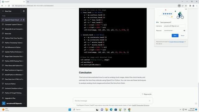 Read the analog clock image and display the time using the opencv python