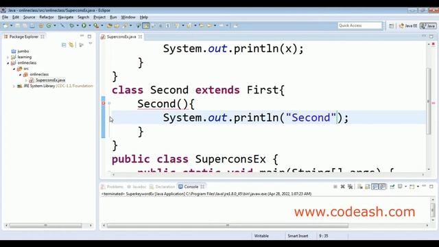 super constructor in java | super constructor in java example