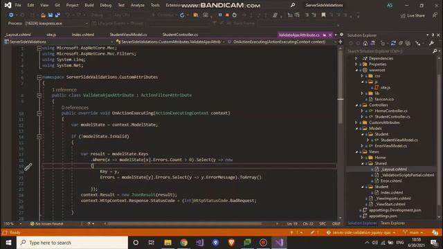 Server Side Validation - ASP.NET Core MVC - jQuery POST