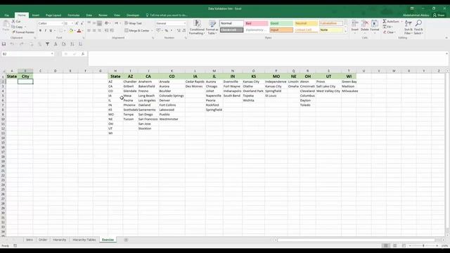 Data Validation Lists Exercise in Ms Excel смотреть онлайн