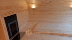 Баня с панорамным окном необычная и красивая