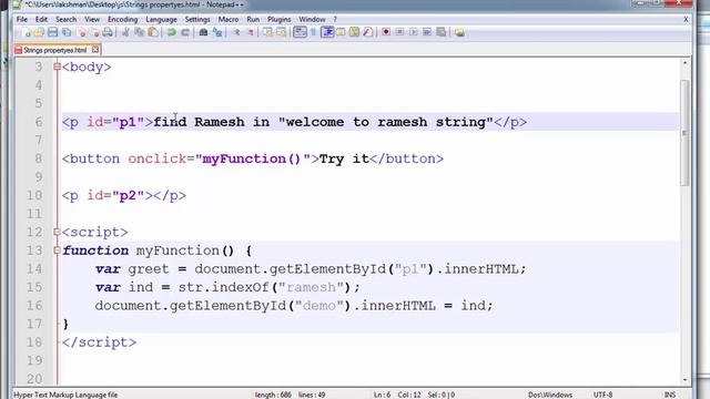 Index Of Method in Java script  --   English 22--vlr training