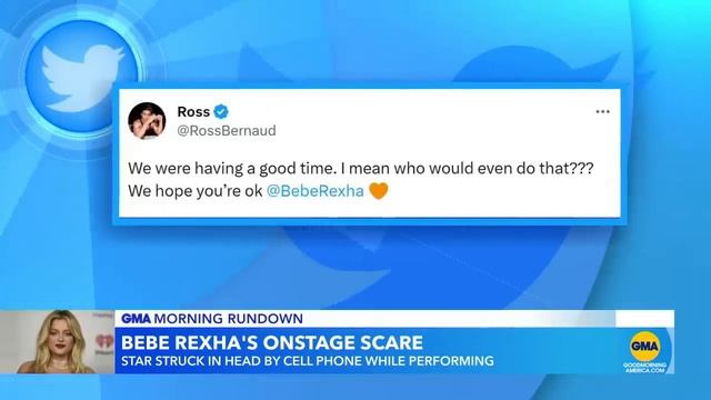 Bebe Rexha hit in the face by flying phone l GMA смотреть онлайн