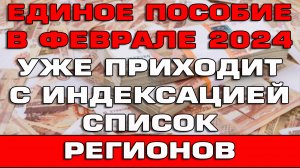 Единое пособие в феврале 2024 уже приходит с индексацией Список регионов