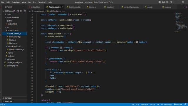 Contactlist project. CodingNinja React Skill Test
