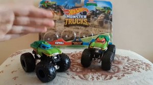 Обзор машинок Хот Вилс -  Монстр траки по Черепашкам Ниндзя (Лео и Раф)