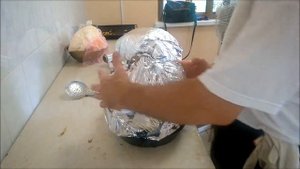 Мясо с белыми грибами, запеченное в тыкве со сливками