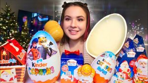 МУКБАНГ распаковка огромного Киндера и Новогодние подарки от киндер Unpacking gifts Kinder Mukbang