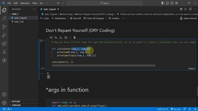 Deep Learning Internship at @ByteWise # 4 | Task 7 and 8: Python Functions, *Args, Classes, Objects