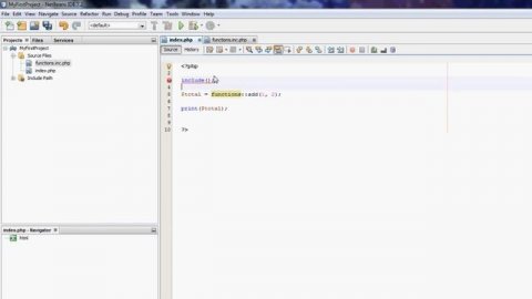 NetBeans PHP Tutorial - Functions, methods, includes and classes #5