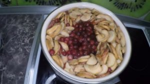 Компот из яблок, клюквы и смородины