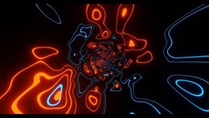 VJ LOOP NEON Hypnotic Blue Orange Tunnel Abstract Background Video Lines Pattern 4k Screensaver