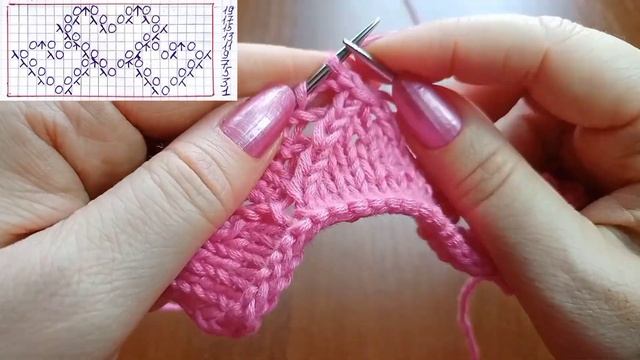 Очаровательный ажурный узор спицами "Сердечки" + схема. Knit an  openwork pattern "Hearts".