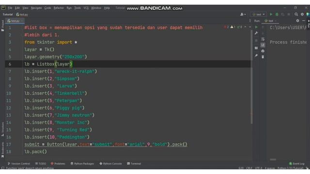 TKINTER TUTORIAL - CARA MEMBUAT LISTBOX DI TKINTER PYTHON GUI #tkinter #python #pythonprogramming