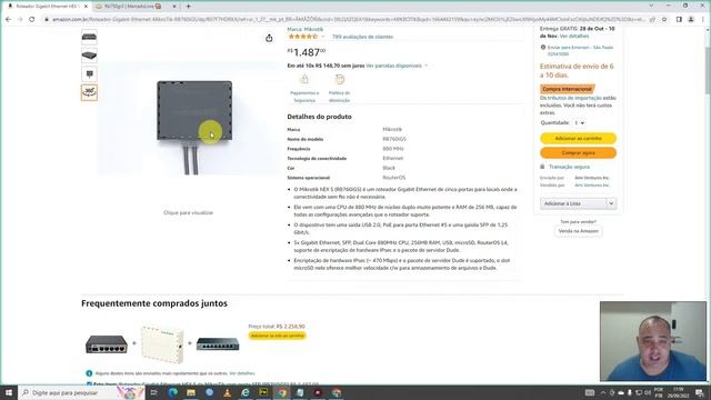 ROTEADOR GIGABIT ETHERNET MIKROTIK RB760IGS PORTA SFP FIBRA  DIRETO NO SITE DA AMAZON.COM
