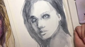 Как нарисовать портрет акварелью. Гризайль.