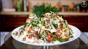 Любимый салат моего мужа. Салат с шашлыком и фасолью на Новый год, цыганка готовит.