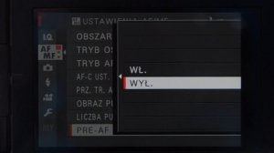 Fujifilm X-S10 - menu ustawień AF/MF