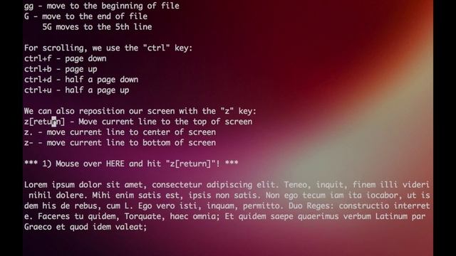 Vim Tutorial 06. Navigating large files: gg, G, ctrl+b, ctrl+f, ctrl+d, ctrl+u, z смотреть онлайн