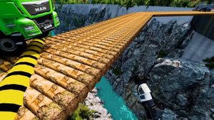 Double Flatbed Trailer Truck vs Speedbumps Train vs Cars Beamng.Drive #8