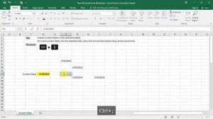 Excel Shortcut - Inserts Current Date in the selected cell