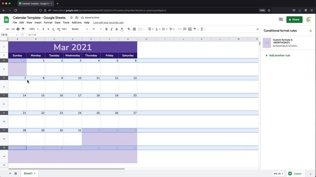 Google Sheets - Calendar Template смотреть онлайн
