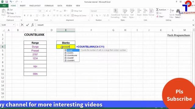 COUNTBLANK Formula In Excel In Telugu - To Count Number Of Blank Cells | Excel Tip | Tech Prapancha смотреть онлайн