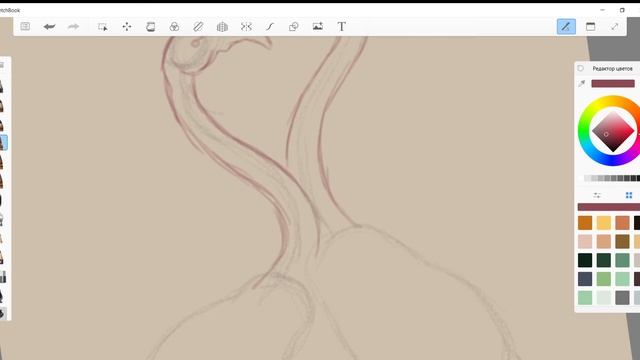 Как нарисовать фламинго. Часть 1 скетч. Уроки Autodesk Sketchbook