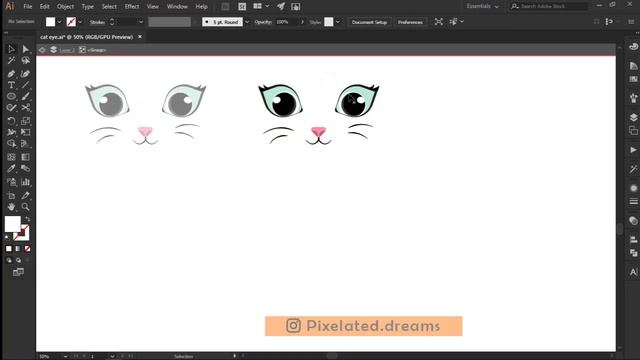 How to create cute cat eyes in Adobe illustrator смотреть онлайн