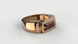 мужские кольца с бриллиантами и рубином