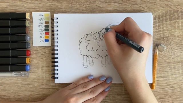 Как нарисовать маленького барашка карандашом и скетч маркерами | Рисунок для детей, поэтапно и легк смотреть онлайн