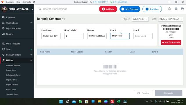 HOW TO PRINT BARCODES USING VYAPAR APP | TVS LP NEO 46 PRINTER | #BARCODEPRINTING