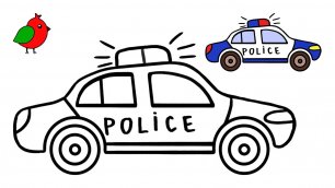 Как нарисовать полицейскую машину / Рисунок раскраски малышам - полицейская машина для детей