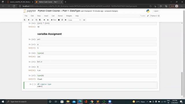 Python Crash Course : part 1 : Numaeric DataType in python : type conversion : boolean DataType