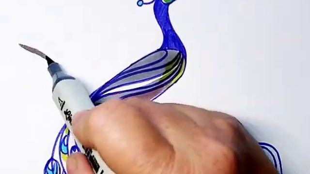 Как просто нарисовать павлина маркерами.
