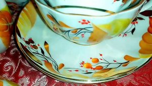 Чайный сервиз Листопад Осенние листья ЛФЗ Фарфор СССР