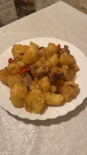 Жарим картошку с мясом/легкий и быстрый в приготовлении ужин