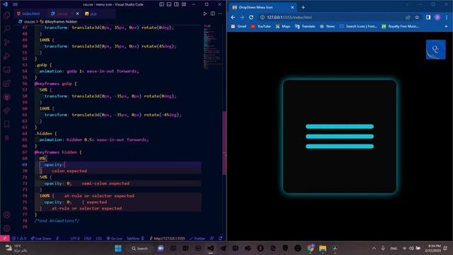 How to create Toggle Menu Icon Using HTML, CSS - (Animation ...
