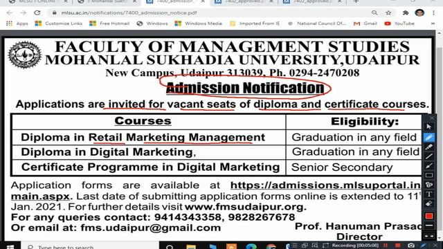 MLSU ADMISSION SESSION 2020-21 | MLSU SUPPLEMENTARY EXAM 2020 ONLINE APPLICATION FORM