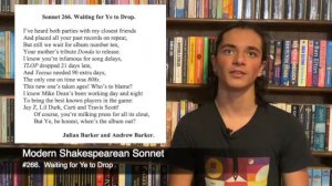 Modern Shakespearean Sonnet 266. Waiting for Ye to Drop, by Julian Barker.