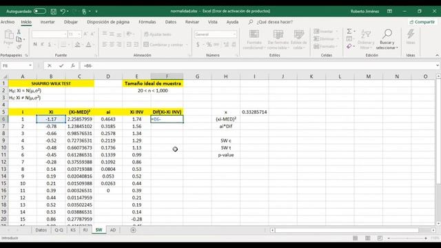4-5 SHAPIRO WILK - TEST DE NORMALIDAD EN EXCEL смотреть онлайн