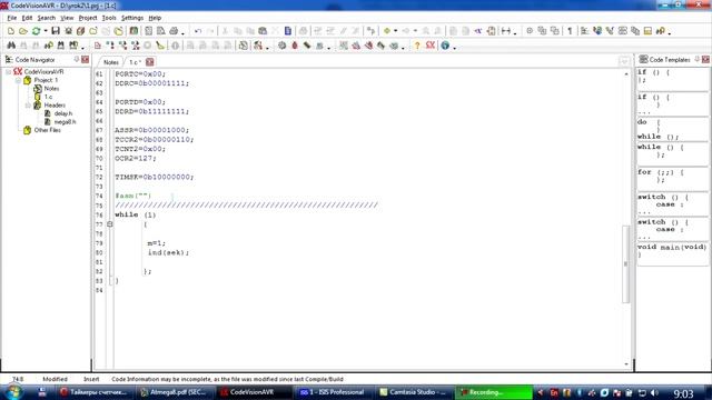CodevisionAVR пишем часы (урок 6)