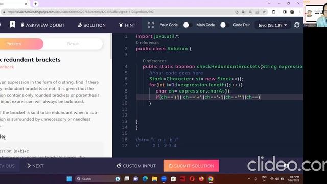 Check redundant brackets || stack || java смотреть онлайн