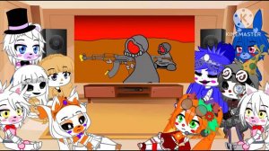 Fnaf SL Crew Reacts to Tricky vs Organization (Gacha Club Au)