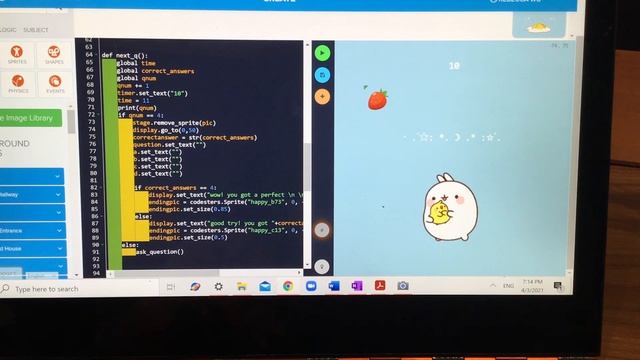 how to make a quiz game using python (codesters)