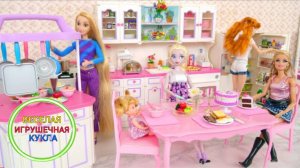Завтрак в новой кухне куклы Барби 4 вида еды