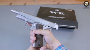 Страйкбольный пистолет WE WE-E006A (Green Gas, Colt M1911A1) видео обзор 4k