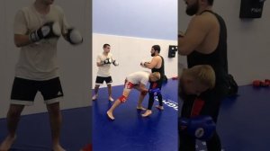 Секция ММА. Отработка ударов с проходом в ноги.