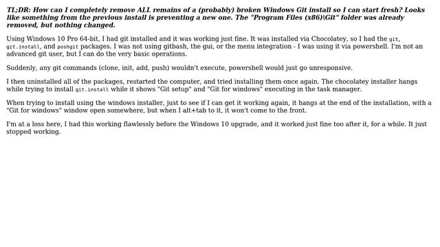 Can't (re)install Git for Windows after issue with previous install смотреть онлайн